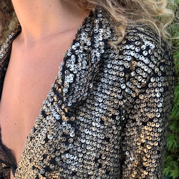 ❗️SOLD❗️FREE PEOPLE Sequin blazer jacket - Picture 3 of 9